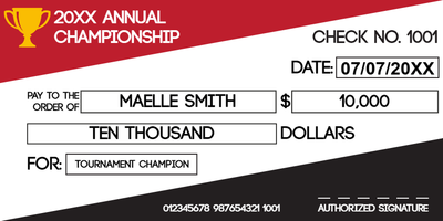 Custom Giant Check Multiple Sizes Tournament Champion