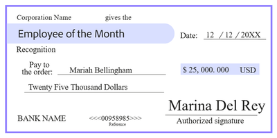 Custom Giant Check Multiple Sizes Employee