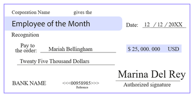 Custom Giant Check Multiple Sizes Employee