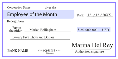 Custom Giant Check Multiple Sizes Employee