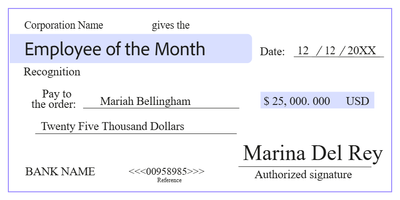 Custom Giant Check Multiple Sizes Employee