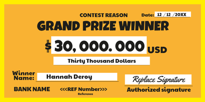 Custom Giant Check Multiple Sizes Grand Prize Winner