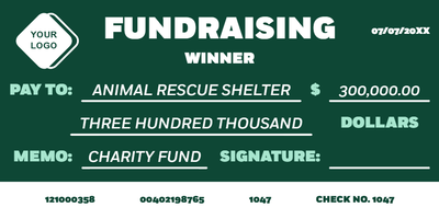 Custom Giant Check Multiple Sizes Fundraising Winner