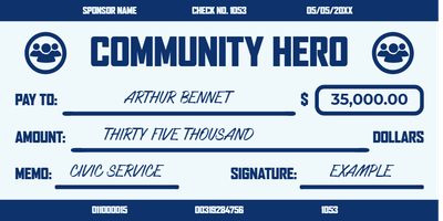 Custom Giant Check Multiple Sizes Community Award Winner