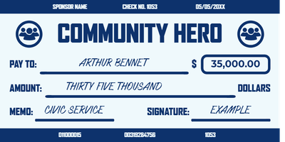 Custom Giant Check Multiple Sizes Community Award Winner