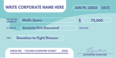 Custom Giant Check Multiple Sizes Hospital Donation