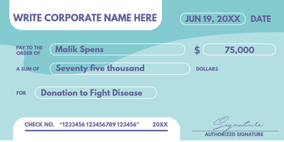 Custom Giant Check Multiple Sizes Hospital Donation