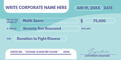 Custom Giant Check Multiple Sizes Hospital Donation