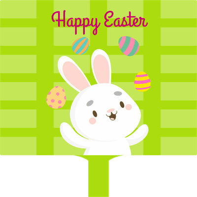 Custom Hand Fans Multiple Sizes Easter Bunny