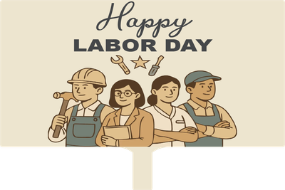 Custom Hand Fans Multiple Sizes Happy Labor Day
