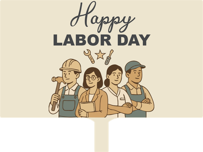 Custom Hand Fans Multiple Sizes Happy Labor Day