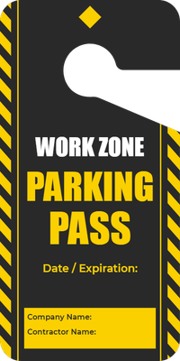 Custom Parking  Passes Multiple Sizes  Work Zone