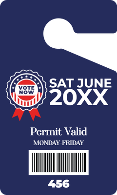 Custom Parking  Passes Multiple Sizes Voting Permit