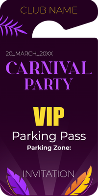 Custom Parking  Passes Multiple Sizes Carnival Pass
