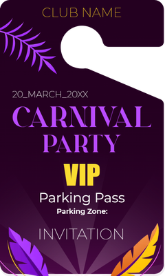 Custom Parking  Passes Multiple Sizes Carnival Pass