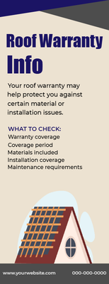 Custom Palm Cards Multiple Sizes Roof Warranty Info