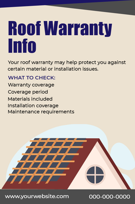 Custom Palm Cards Multiple Sizes Roof Warranty Info
