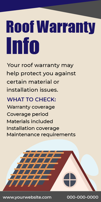 Custom Palm Cards Multiple Sizes Roof Warranty Info