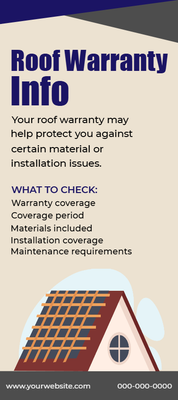 Custom Palm Cards Multiple Sizes Roof Warranty Info