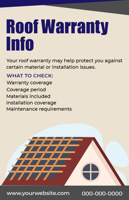 Custom Palm Cards Multiple Sizes Roof Warranty Info