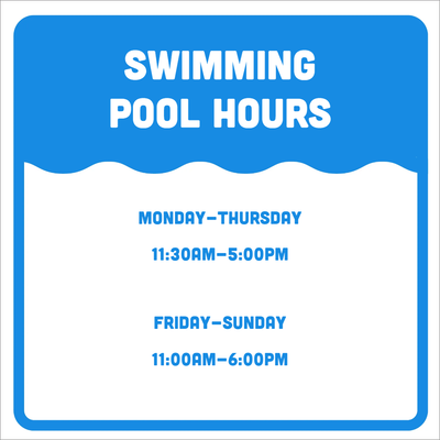 Custom Outdoor Yard Signs Multiple Sizes Swimming Pool Hours
