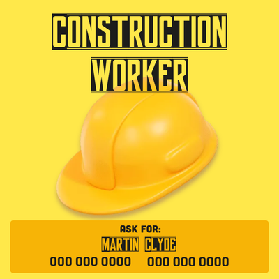 Custom Outdoor Yard Signs Multiple Sizes Construction Worker