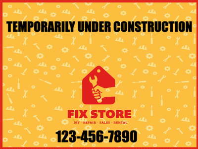 Custom Outdoor Yard Signs Multiple Sizes Under Construction