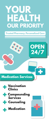 Custom Retractable Banners Multiple Sizes Pharmacy