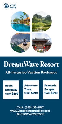 Custom Rack Cards Multiple Sizes Dream Wave Resort