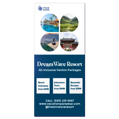 Custom Rack Cards Multiple Sizes Dream Wave Resort