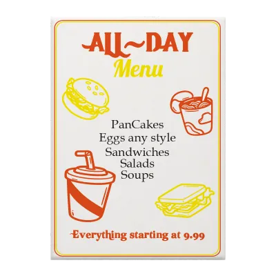 Custom Restaurant Menus Multiple Sizes All-Day Menu