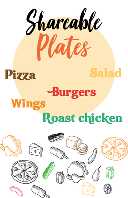 Custom Restaurant Menus Multiple Sizes Shareable Plates