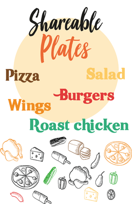Custom Restaurant Menus Multiple Sizes Shareable Plates