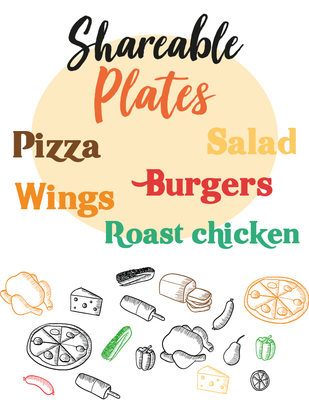 Custom Restaurant Menus Multiple Sizes Shareable Plates