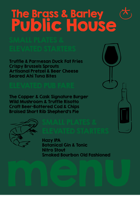 Custom Restaurant Menus Multiple Sizes Gastropub