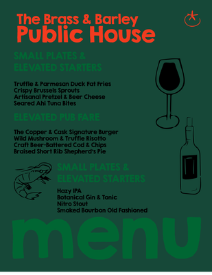 Custom Restaurant Menus Multiple Sizes Gastropub