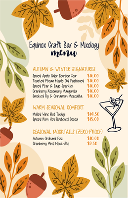 Custom Restaurant Menus Multiple Sizes Seasonal