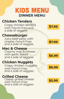 Custom Restaurant Menus Multiple Sizes Dinner Menu