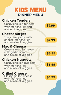 Custom Restaurant Menus Multiple Sizes Dinner Menu