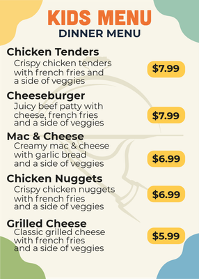 Custom Restaurant Menus Multiple Sizes Dinner Menu