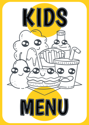 Custom Restaurant Menus Multiple Sizes Coloring Kids Menu