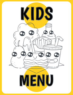 Custom Restaurant Menus Multiple Sizes Coloring Kids Menu