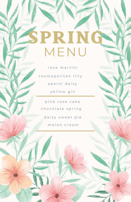 Custom Restaurant Menus Multiple Sizes Spring Brunch