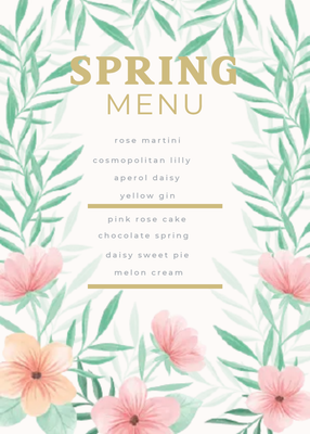 Custom Restaurant Menus Multiple Sizes Spring Brunch