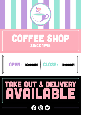 Custom Outdoor Yard Signs Multiple Sizes Coffee Shop