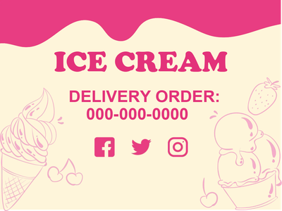 Custom Outdoor Yard Signs Multiple Sizes Ice Cream Delivery
