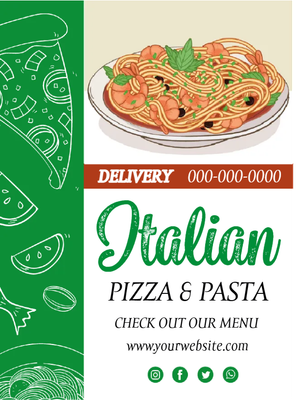 Custom Outdoor Yard Signs Multiple Sizes Italian Pizza and Pasta