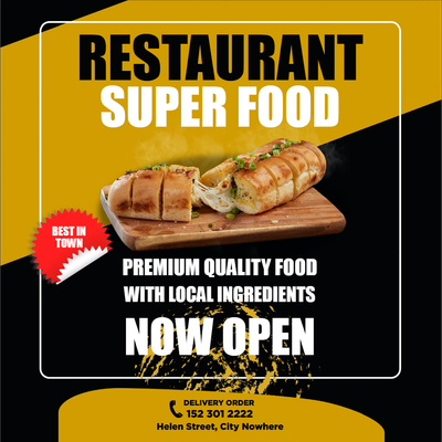 Custom Outdoor Yard Signs Multiple Sizes Super Food Restaurant