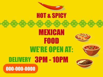 Custom Outdoor Yard Signs Multiple Sizes Mexican Food