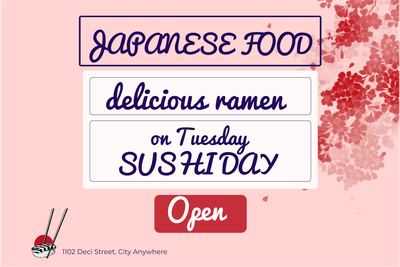 Custom Outdoor Yard Signs Multiple Sizes Japanese Food